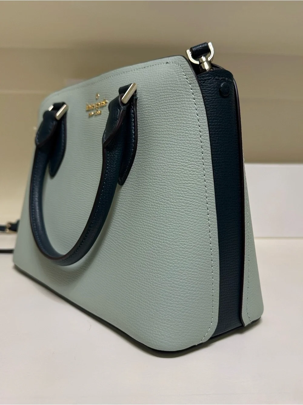 kate spade Two-Tone Mint and Black Leather Satchel